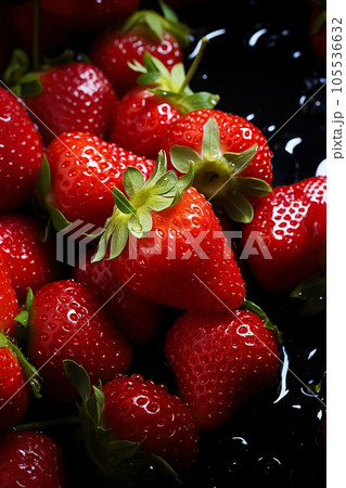 Fresh strawberries banner. Strawberry background. Close-up food photography 105536632