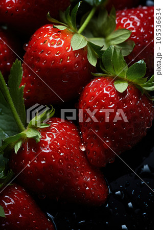 Fresh strawberries banner. Strawberry background. Close-up food photography 105536634