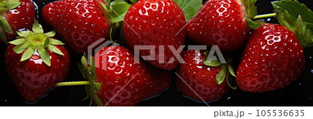 Fresh strawberries banner. Strawberry background. Close-up food photography 105536635