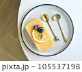 sweet dessert with caramel and ice cream 105537198