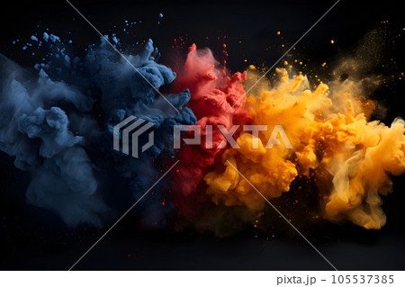 colored dust scattered on a black background Generative AI colored dust scattered on a black background Generative AI 105537385