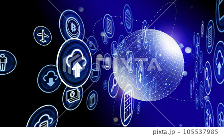 サイバーな球体のある背景素材 105537985