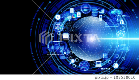 サイバーな球体のある背景素材 105538010