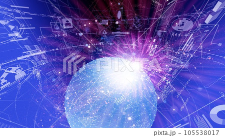 サイバーな球体のある背景素材 105538017