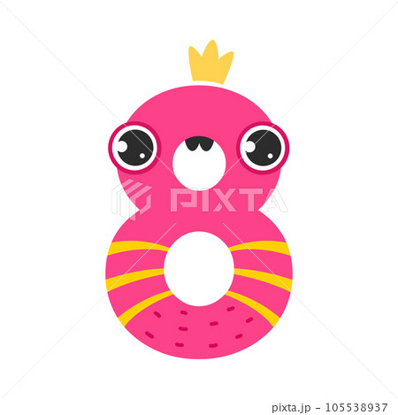 Funny Pink Number Eight or Numeral with Eye Vector Illustration 105538937
