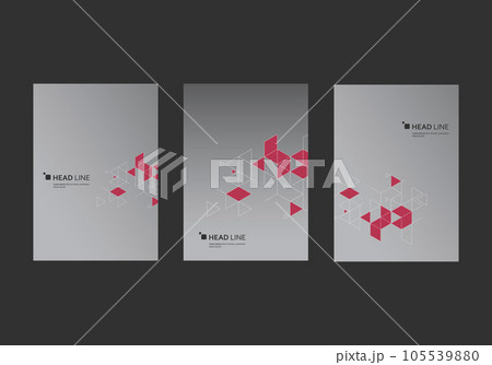 Abstract geometric texture design. Vector illustration. Vector set brochures cover with triangles pattern ornament 105539880