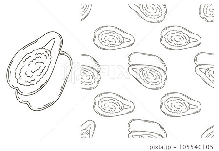Coloring pattern for kitchen, restaurant or shop. Set in hand draw style Coloring pattern for kitchen, restaurant or shop. Set in hand draw style 105540105