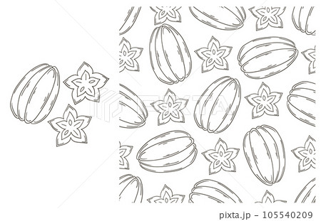 Coloring pattern for kitchen, restaurant or shop. Set in hand draw style 105540209