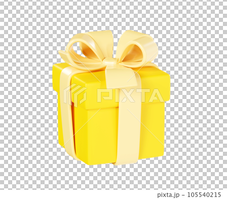Yellow gift box with ribbon and bow 3d render illustration - present package for congratulation or bonus concept. Surprise pack - Christmas or winner greeting and reward design element. Yellow gift box with ribbon and bow 3d render illustration - present package for congratulation or bonus concept. Surprise pack - Christmas or winner greeting and reward design element. 105540215