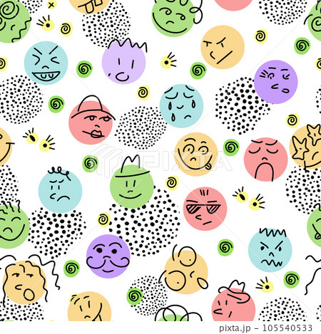 Seamless pattern colored faces of people. Vector illustration 105540533