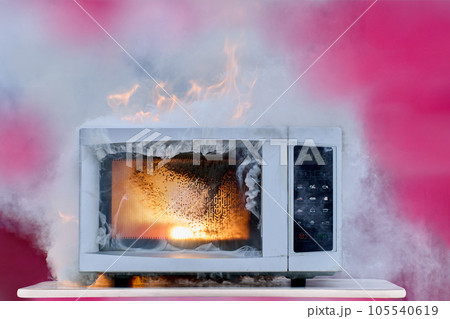 Short circuit in wiring of microwave oven led to fire and smoke in room. 105540619