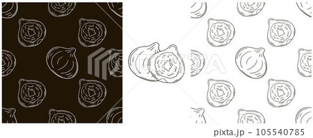 Monochrome Seamless pattern. Set in hand draw style. Can be used for fabric and etc 105540785