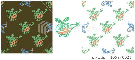 Set drawings with wax crayons. Print for cloth design, textile, fabric, wallpaper, wrapping paper Set drawings with wax crayons. Print for cloth design, textile, fabric, wallpaper, wrapping paper 105540929