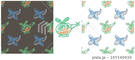 Set drawings with wax crayons. Print for cloth design, textile, fabric, wallpaper, wrapping paper Set drawings with wax crayons. Print for cloth design, textile, fabric, wallpaper, wrapping paper 105540930