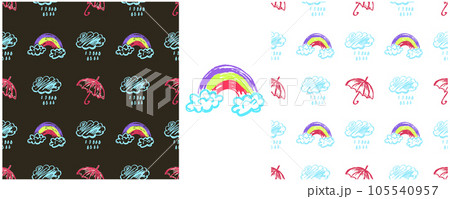 Set drawings with wax crayons. Print for cloth design, textile, fabric, wallpaper, wrapping paper 105540957