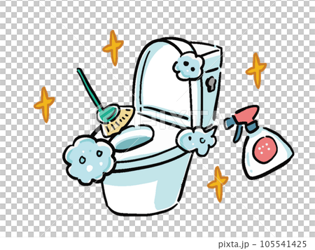 トイレ掃除のシンプル手描き風イラスト 105541425