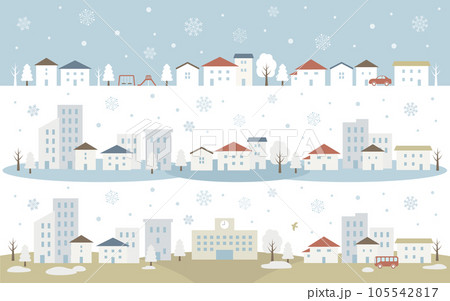 冬の街並み素材セット 冬の街並み素材セット 105542817