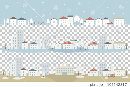 冬の街並み素材セット 冬の街並み素材セット 105542817