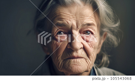 Portrait of old woman, Close-up. Elderly female...のイラスト素材 [105543068 ...