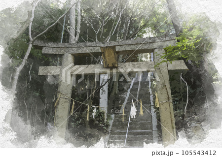 水彩画風　太老神社　鳥居　岡山県浅口市 105543412
