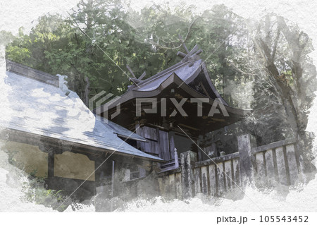 水彩画風 太老神社 本殿 岡山県浅口市 水彩画風 太老神社 本殿 岡山県浅口市 105543452