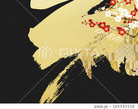 金箔と梅の和風背景 105543510