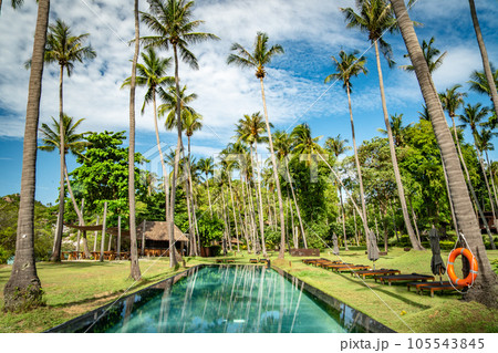 View of Haad Tien Beach resort in shark bay, koh Tao, Thailand View of Haad Tien Beach resort in shark bay, koh Tao, Thailand 105543845