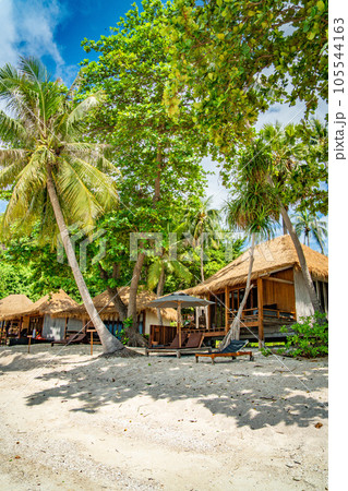 View of Haad Tien Beach resort in shark bay, koh Tao, Thailand 105544163