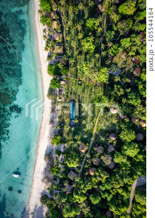 Aerial view of Haad Tien Beach in shark bay, koh Tao, Thailand Aerial view of Haad Tien Beach in shark bay, koh Tao, Thailand 105544164