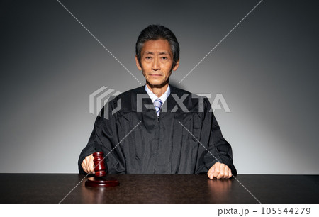 木槌を叩く裁判官　法廷　裁判 105544279