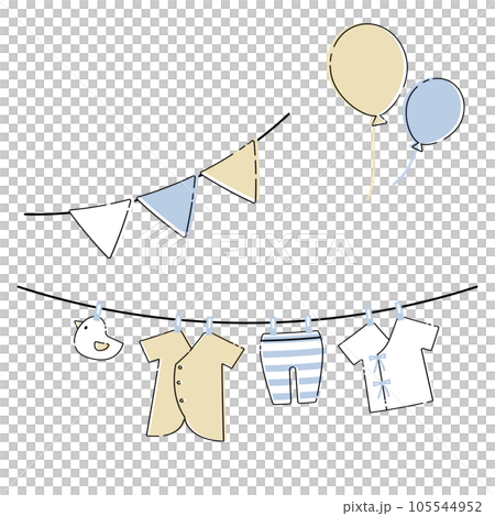 かわいい赤ちゃん服のイラスト 背景素材 ガーランド かわいい赤ちゃん服のイラスト 背景素材 ガーランド 105544952