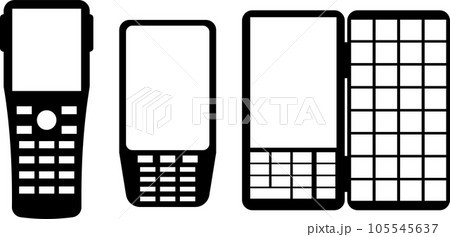 バーコードなどを読み取る端末のイラストセット バーコードなどを読み取る端末のイラストセット 105545637