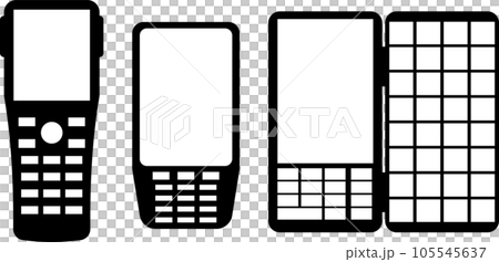 バーコードなどを読み取る端末のイラストセット バーコードなどを読み取る端末のイラストセット 105545637