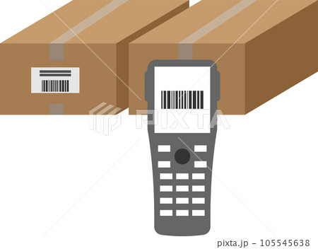 段ボールのバーコードを読み取る端末のイラスト 段ボールのバーコードを読み取る端末のイラスト 105545638