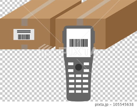 段ボールのバーコードを読み取る端末のイラスト 段ボールのバーコードを読み取る端末のイラスト 105545638