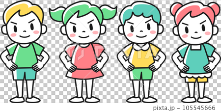 孩子們雙手叉腰，一臉自豪 105545666