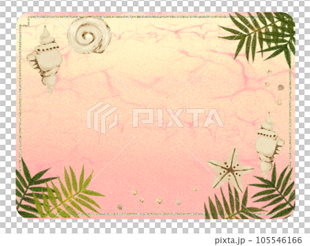 Frame material [Plumeria, palm, shellfish] Sea message 105546166