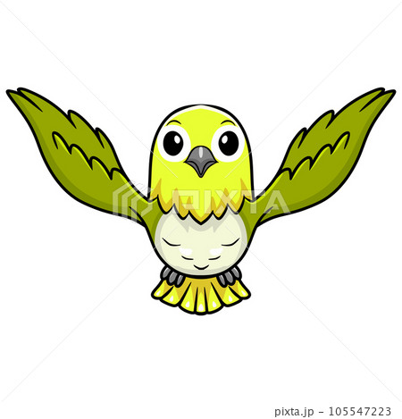 Cute warbling white eye bird cartoon flying Cute warbling white eye bird cartoon flying 105547223