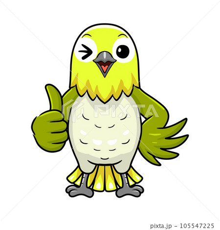 Cute warbling white eye bird cartoon giving thumb up Cute warbling white eye bird cartoon giving thumb up 105547225