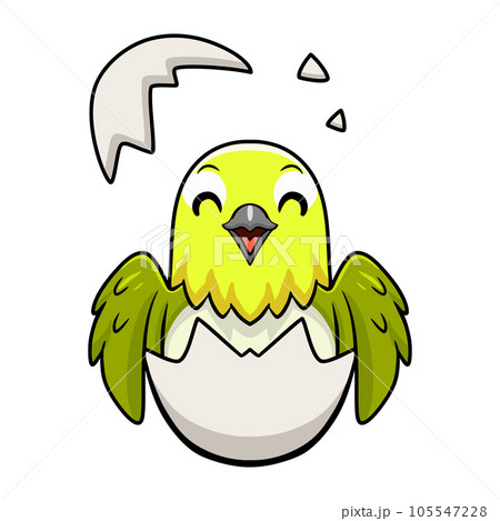 Cute warbling white eye bird cartoon inside from egg Cute warbling white eye bird cartoon inside from egg 105547228