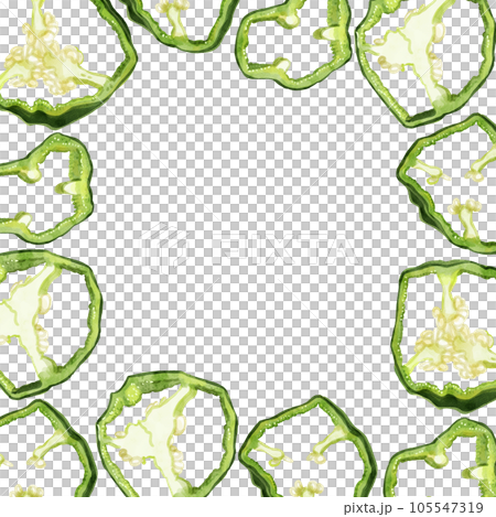 手繪水彩切片甜椒插畫方框 105547319
