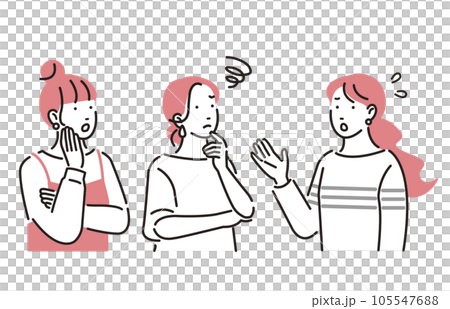 Women who have a conversation with a troubled face 105547688