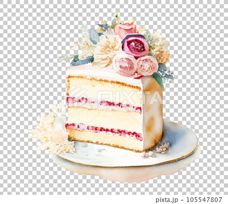 水彩で描いたデコレーションケーキのイラスト Generative AI 105547807