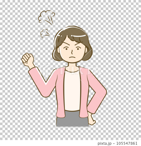 Upper body illustration of an angry woman-friendly simple touch Upper body illustration of an angry woman-friendly simple touch 105547861
