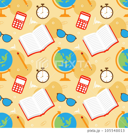 Happy Teacher Seamless Pattern Design Educational Style Elements in Template Hand Drawn Cartoon Flat Illustration 105548013
