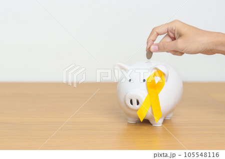 Yellow September, Suicide prevention day, Childhood, Sarcoma, bone and bladder cancer Awareness month, Yellow Ribbon for Donation, Charity, Campaign, Money Saving, Fund and World cancer day concept Yellow September, Suicide prevention day, Childhood, Sarcoma, bone and bladder cancer Awareness month, Yellow Ribbon for Donation, Charity, Campaign, Money Saving, Fund and World cancer day concept 105548116