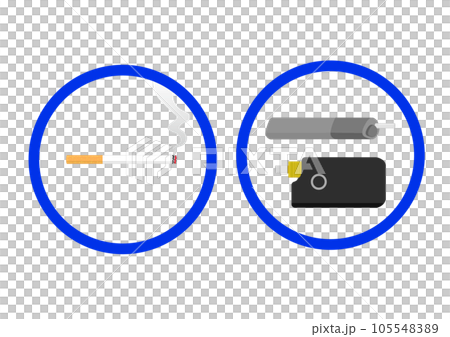 紙巻タバコと加熱式タバコと電子タバコの喫煙マーク 105548389