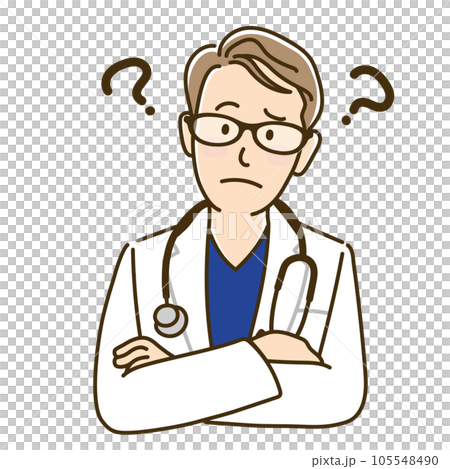 一位身穿白大褂的醫生帶著疑問 一位身穿白大褂的醫生帶著疑問 105548490