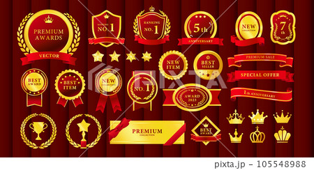 高級感のあるメダル ベクター素材 セット 背景 テキスト 105548988