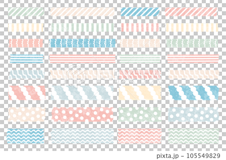 Watercolor style masking tape vector illustration set / patterned / stripe / design / pale / stationery Watercolor style masking tape vector illustration set / patterned / stripe / design / pale / stationery 105549829